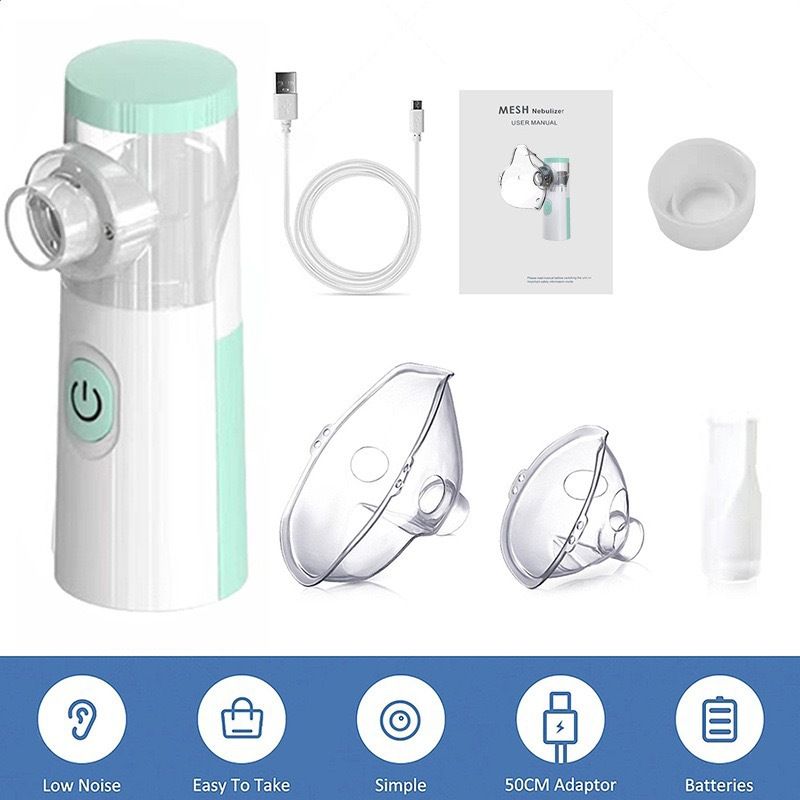 Medical Mesh Nebulizer Portable Handheld Ultrasonic Silent Automatic Nebulizer Silent Steam Nasal Humidifier Inhaler Tool For Baby Child Adult Children Cold Cough Asthma Medical Equipment