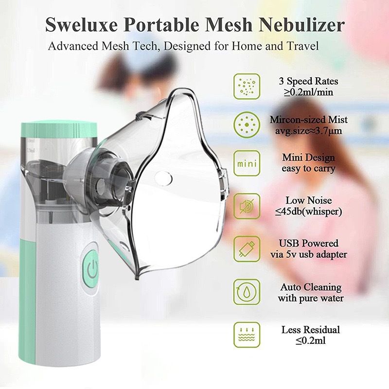 Medical Mesh Nebulizer Portable Handheld Ultrasonic Silent Automatic Nebulizer Silent Steam Nasal Humidifier Inhaler Tool For Baby Child Adult Children Cold Cough Asthma Medical Equipment