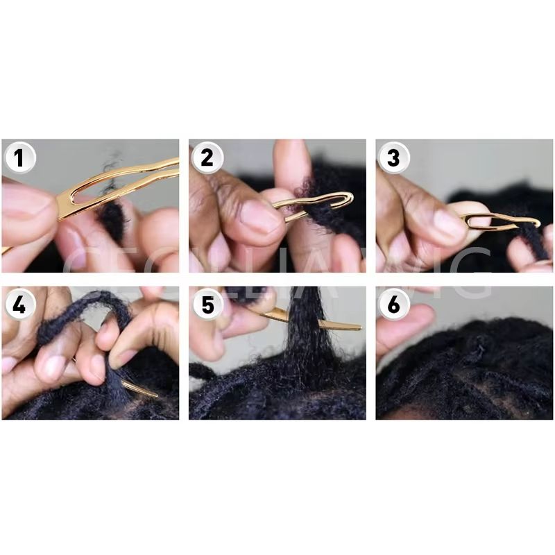 Curved Dreadlock Needle For Curl Hair Braids Crotchet Needle For Braid Sisterlocks Crochet  Hair Extensions Tools Dreadlocks interlocking needle