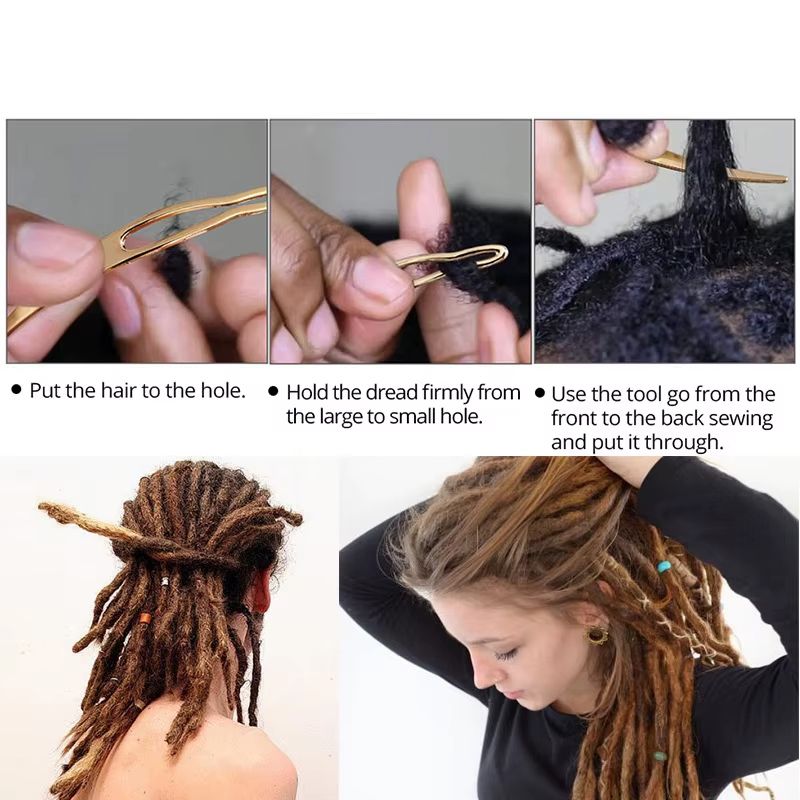 Curved Dreadlock Needle For Curl Hair Braids Crotchet Needle For Braid Sisterlocks Crochet  Hair Extensions Tools Dreadlocks interlocking needle