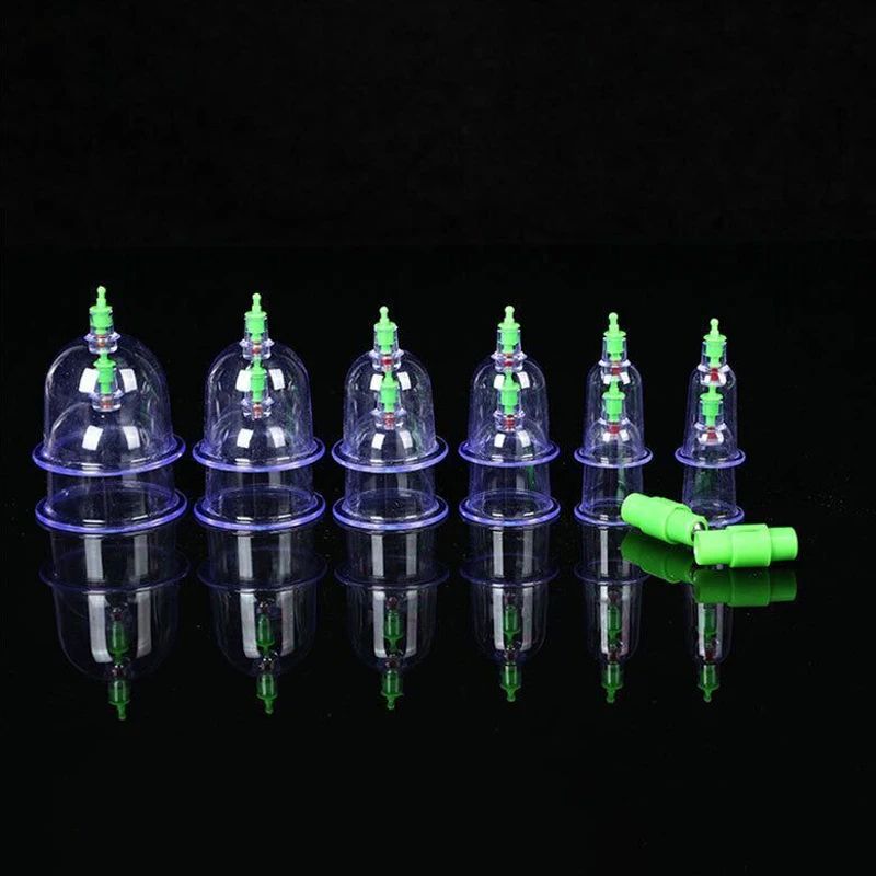 12Pcs Vacuum Cupping Sets with Pumping Gun Suction Cups Back Massage Body Cup Detox Anti Cellulite Cans Healthy Care Jars Health Care And Physical Therapy Massage Tools