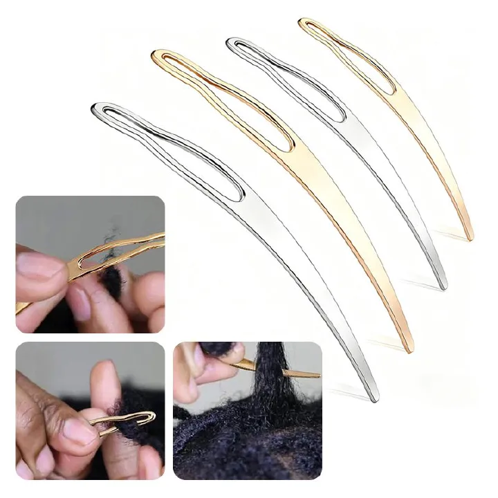 Curved Dreadlock Needle For Curl Hair Braids Crotchet Needle For Braid Sisterlocks Crochet  Hair Extensions Tools Dreadlocks interlocking needle