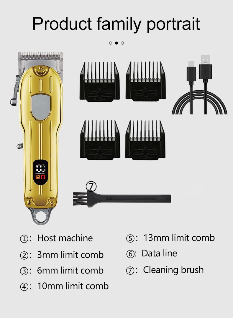 New Hair Trimmers High-quality Professional Men's Hair Clipper USB Electric Hair Clipper Rechargeable High-power Adjustable Oil Head Carved Bald Wigs Shaping Shaving Machine Hair Cutting Tools