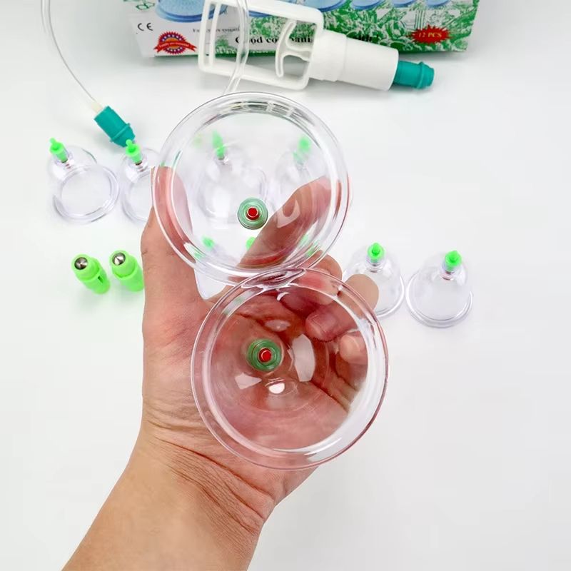 12Pcs Vacuum Cupping Sets with Pumping Gun Suction Cups Back Massage Body Cup Detox Anti Cellulite Cans Healthy Care Jars Health Care And Physical Therapy Massage Tools