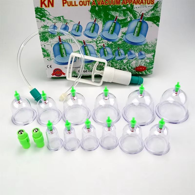 12Pcs Vacuum Cupping Sets with Pumping Gun Suction Cups Back Massage Body Cup Detox Anti Cellulite Cans Healthy Care Jars Health Care And Physical Therapy Massage Tools