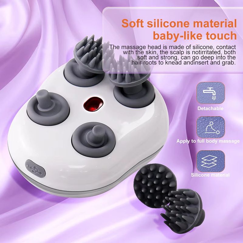 Deep Scalp Massager Head Cleaning Massager Cat Massager Health Care Relax Shoulder Neck Body Massage Kneading Vibrating Device Also Suitable for Pets Electric Massage Tool Washable and Portable