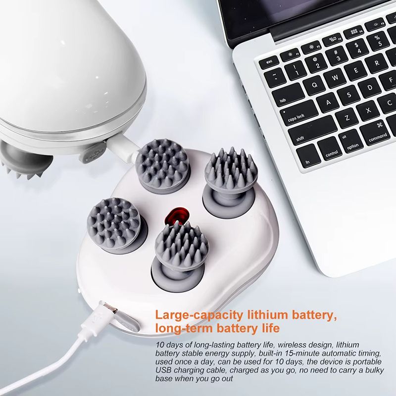 Deep Scalp Massager Head Cleaning Massager Cat Massager Health Care Relax Shoulder Neck Body Massage Kneading Vibrating Device Also Suitable for Pets Electric Massage Tool Washable and Portable