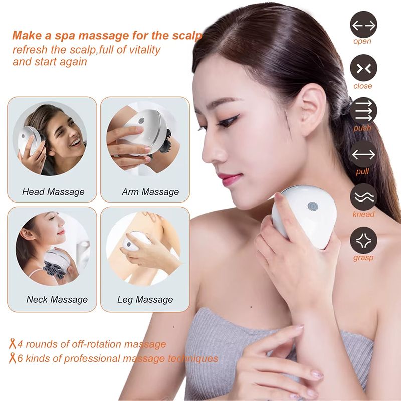 Deep Scalp Massager Head Cleaning Massager Cat Massager Health Care Relax Shoulder Neck Body Massage Kneading Vibrating Device Also Suitable for Pets Electric Massage Tool Washable and Portable