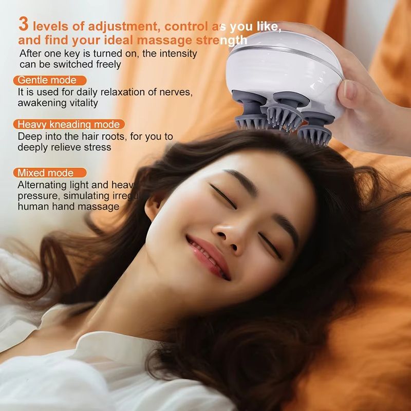Deep Scalp Massager Head Cleaning Massager Cat Massager Health Care Relax Shoulder Neck Body Massage Kneading Vibrating Device Also Suitable for Pets Electric Massage Tool Washable and Portable