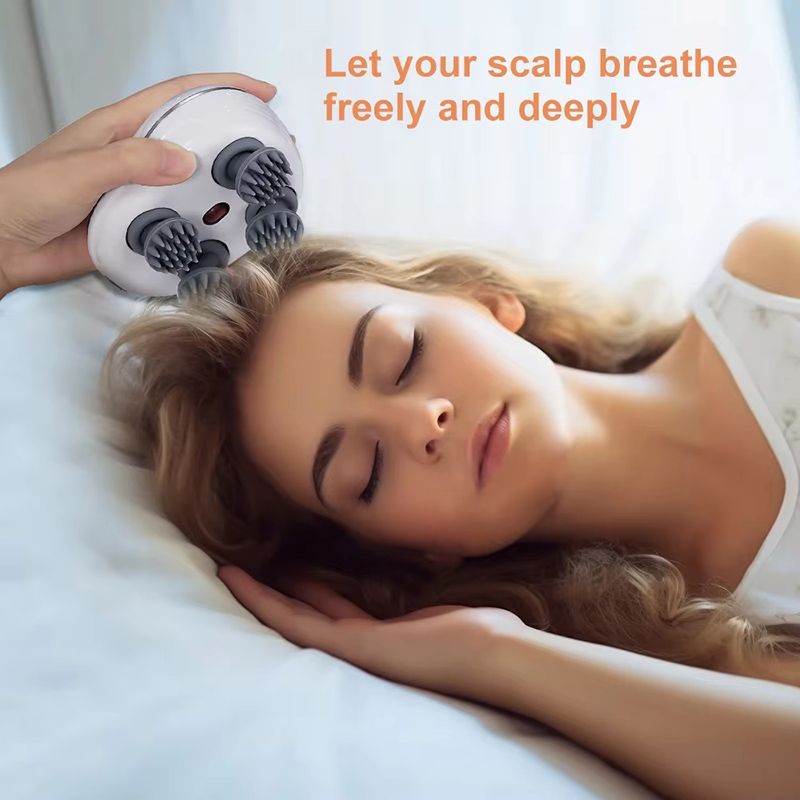 Deep Scalp Massager Head Cleaning Massager Cat Massager Health Care Relax Shoulder Neck Body Massage Kneading Vibrating Device Also Suitable for Pets Electric Massage Tool Washable and Portable