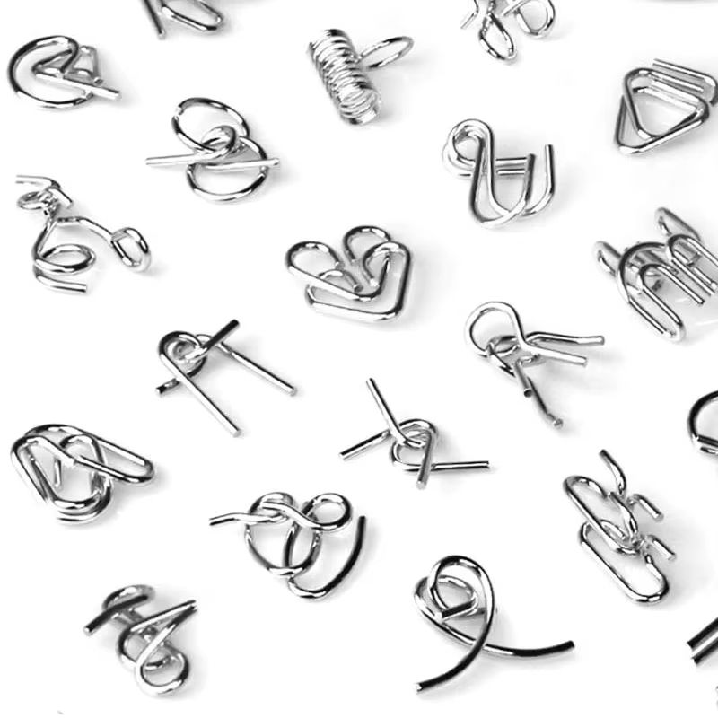 8PCS Set Metal  Puzzle Brain Teaser IQ Test Disentanglemen Iron Link Unlock Interlock Game Adults Kids Educational Toys Building Toys Learning Education Games Puzzles