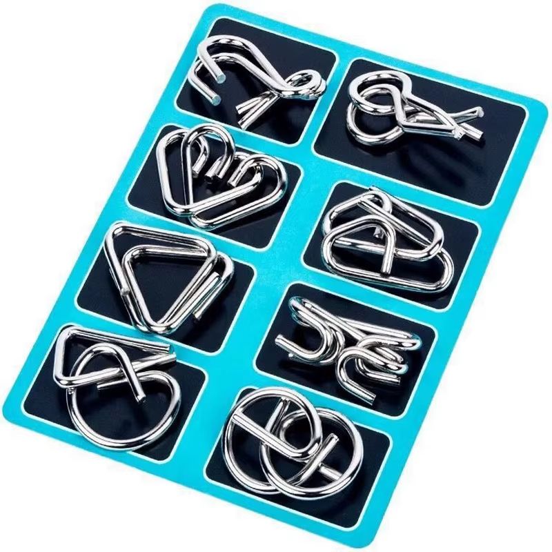 Early Education Educational Toys 8PCS Set Metal  Puzzle Brain Teaser IQ Test Disentanglemen Iron Link Unlock Interlock Game Adults Kids Educational Toys Building Toys Learning Education Games Puzzles