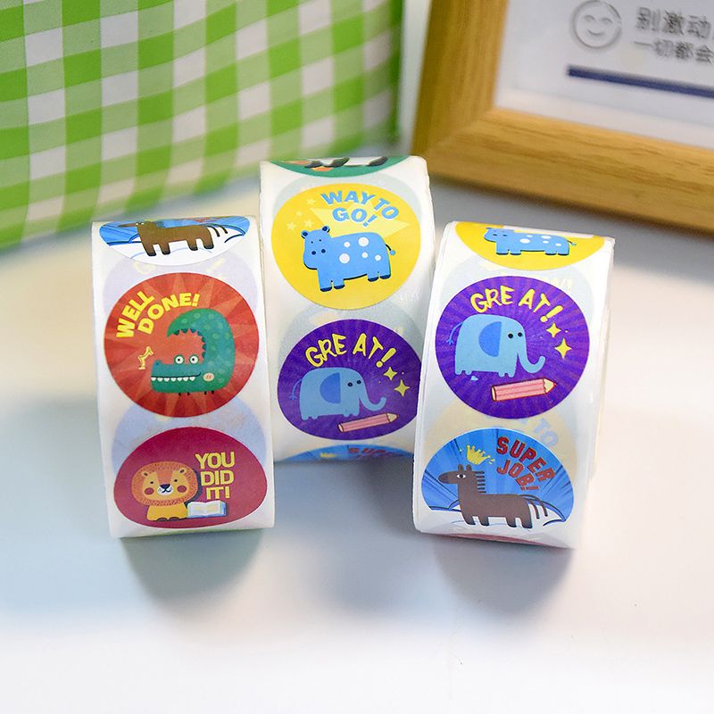 1000 PCS Cute  Animal Encouragement Stickers Children Reward Stickers DIY Decorative Paintings Cartoon Birthday Blessing Stickers Handmade Decoration Sealing Stickers Teacher Reward Holiday Decoratio