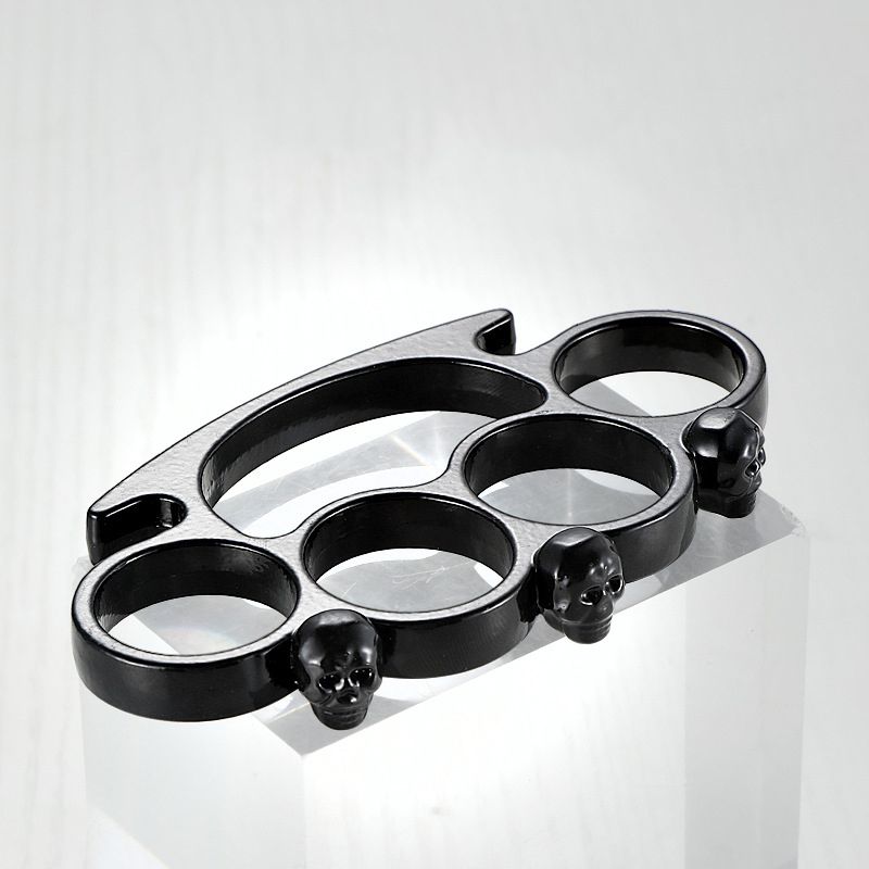 Four-finger Skull Finger Buckle Fist Buckle Legal Defense Equipment Hand Protection Boxing Gloves Outdoor Window Breaking Tool Handy For Self Defence Metallic And Toughf