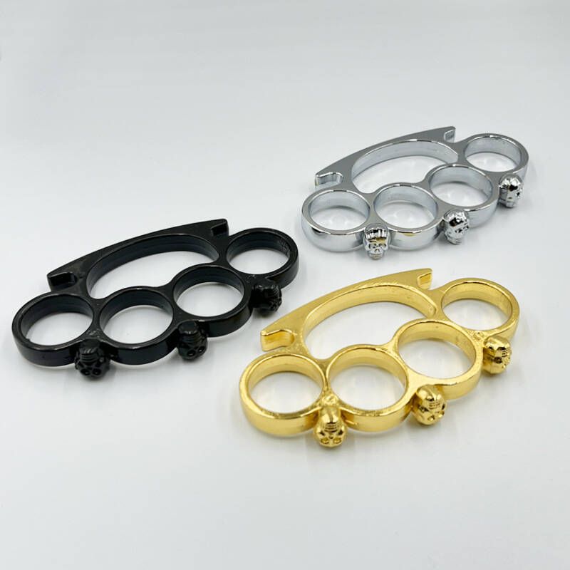 Four-finger Skull Finger Buckle Fist Buckle Legal Defense Equipment Hand Protection Boxing Gloves Outdoor Window Breaking Tool Handy For Self Defence Metallic And Toughf