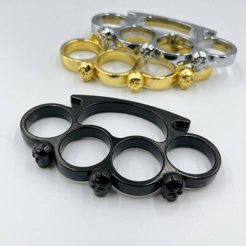 Four-finger Skull Finger Buckle Fist Buckle Legal Defense Equipment Hand Protection Boxing Gloves Outdoor Window Breaking Tool Handy For Self Defence Metallic And Toughf