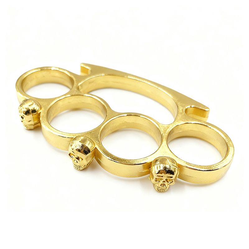 Four-finger Skull Finger Buckle Fist Buckle Legal Defense Equipment Hand Protection Boxing Gloves Outdoor Window Breaking Tool Handy For Self Defence Metallic And Toughf