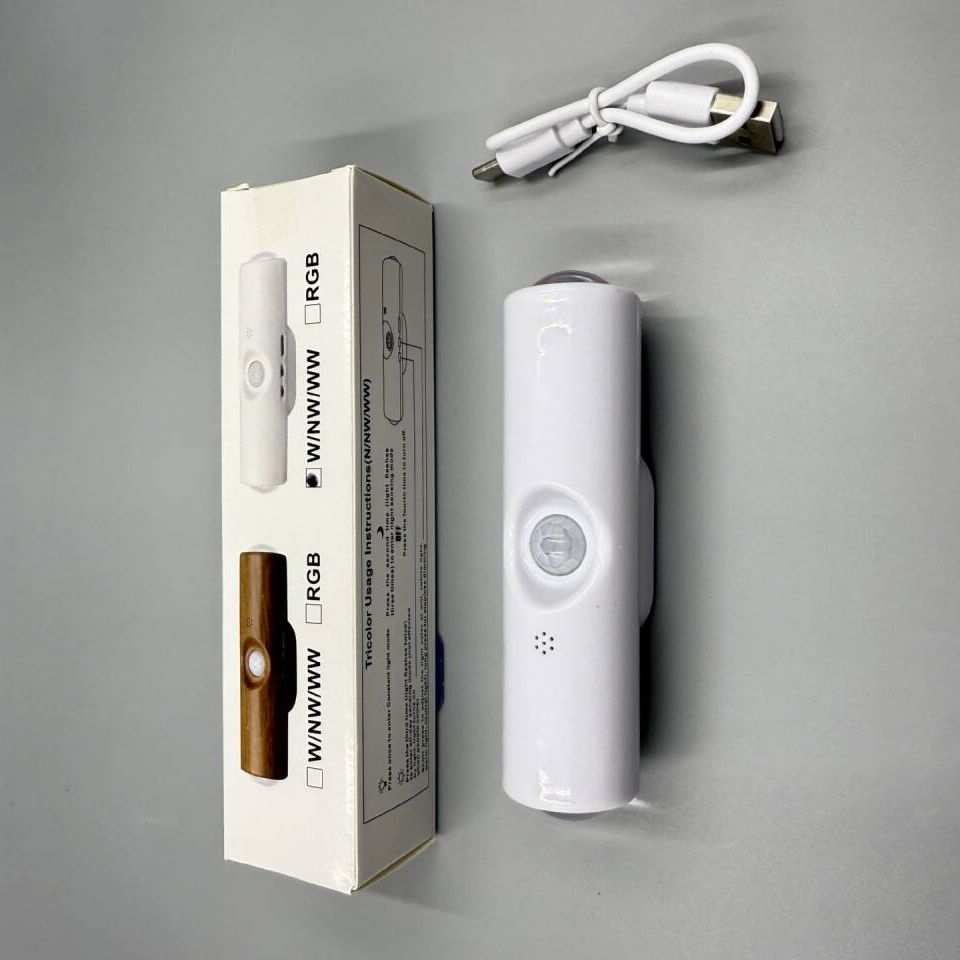 Smart RGB Gradient Night Light Magnetic Motion Sensor Rechargeable Wall Lamp LED Double-head Motion Sensor Light for Bedroom Bathroom Closet Garden Home Decor Cabinet Hallway Stair