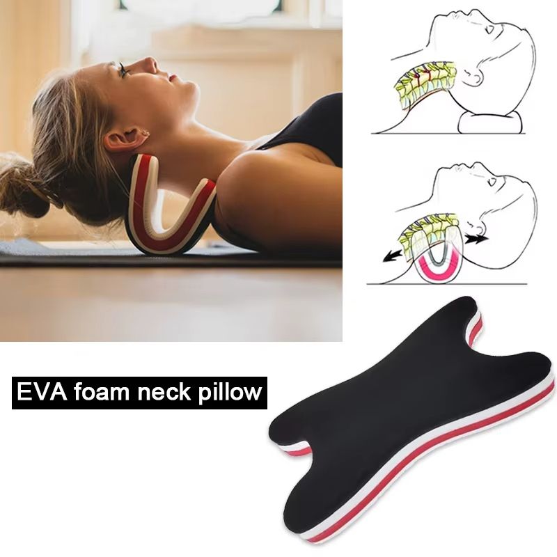 EVA Foam Formed U-shaped Neck Pillow Cervical Spine Stretching Massage Traction Corrector Relaxing Massager Relieves Neck Pain Promotes Blood Circulation Suitable For Home Travel Yoga