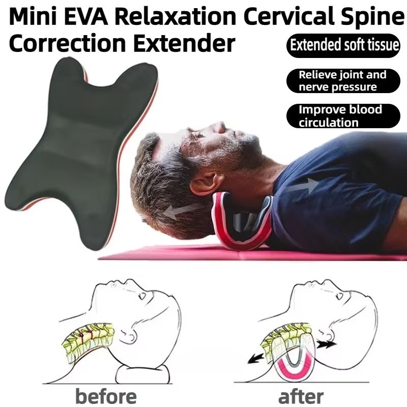 EVA Foam Formed U-shaped Neck Pillow Cervical Spine Stretching Massage Traction Corrector Relaxing Massager Relieves Neck Pain Promotes Blood Circulation Suitable For Home Travel Yoga