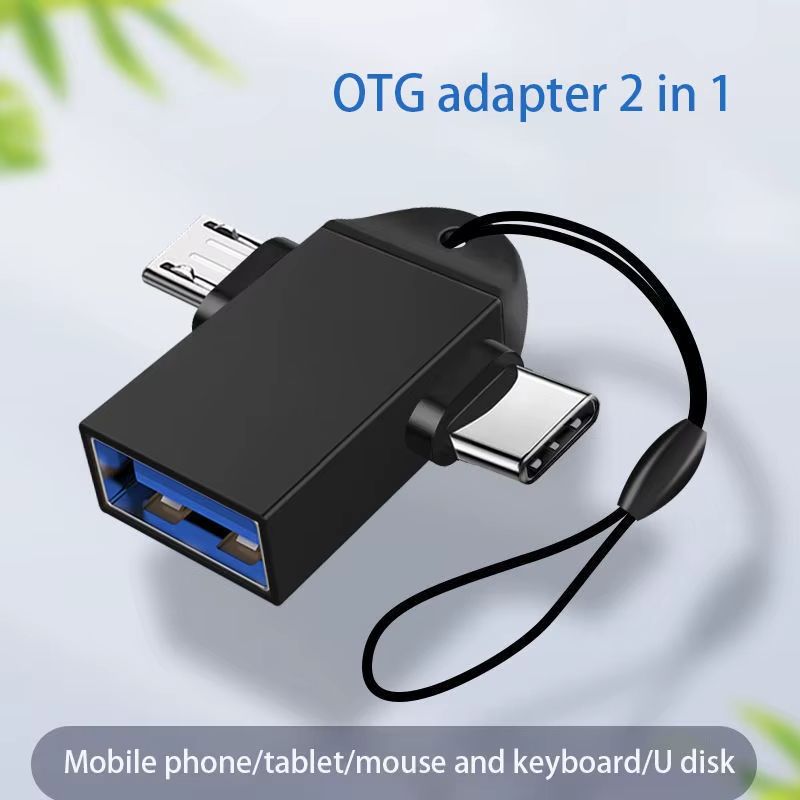 2 in 1 OTG Adapter USB 3.0 Female To Micro USB Male And Type-C Male Connector Aluminum Alloy on The Go Converter For Macbook pro Samsung Huawei Xiaomi USB Data Cable OTG