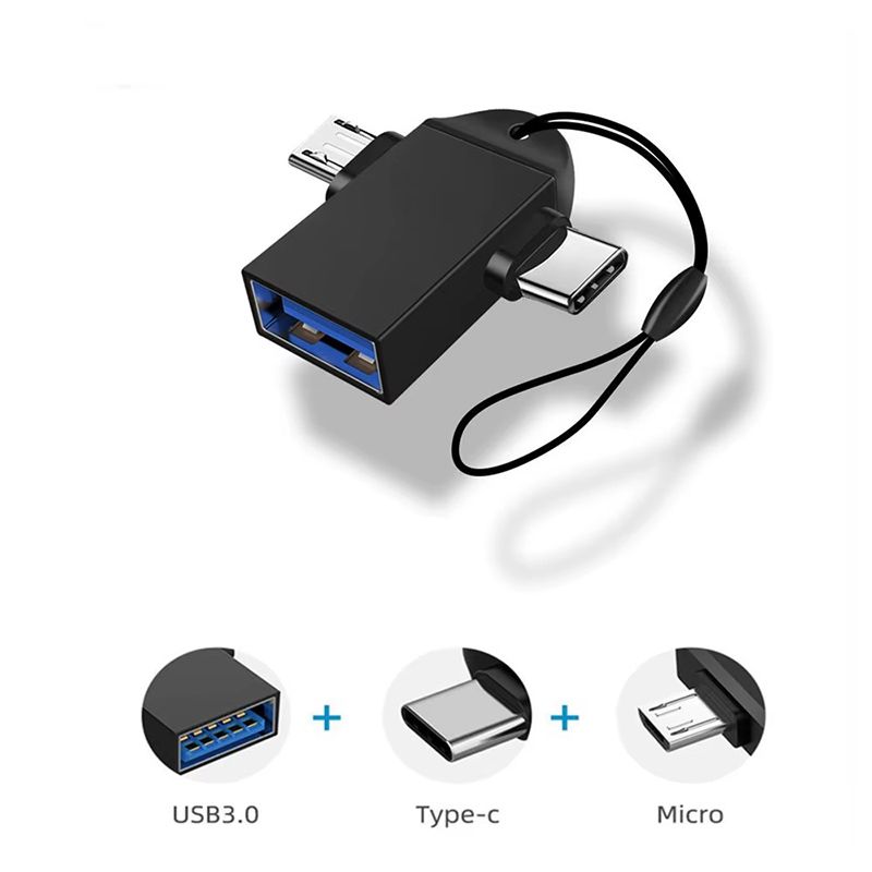 2 in 1 OTG Adapter USB 3.0 Female To Micro USB Male And Type-C Male Connector Aluminum Alloy on The Go Converter For Macbook pro Samsung Huawei Xiaomi USB Data Cable OTG