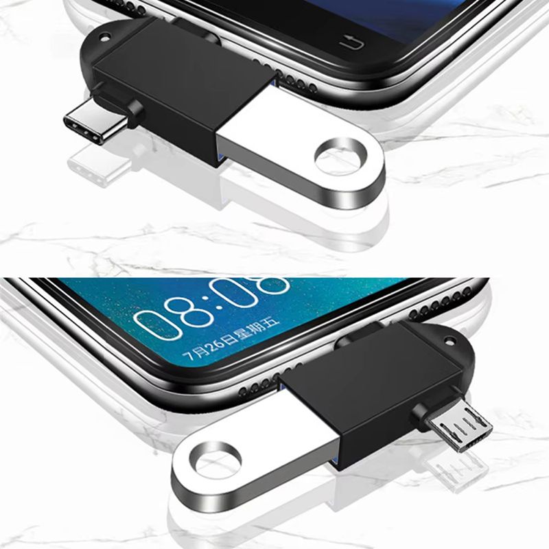 2 in 1 OTG Adapter USB 3.0 Female To Micro USB Male And Type-C Male Connector Aluminum Alloy on The Go Converter For Macbook pro Samsung Huawei Xiaomi USB Data Cable OTG