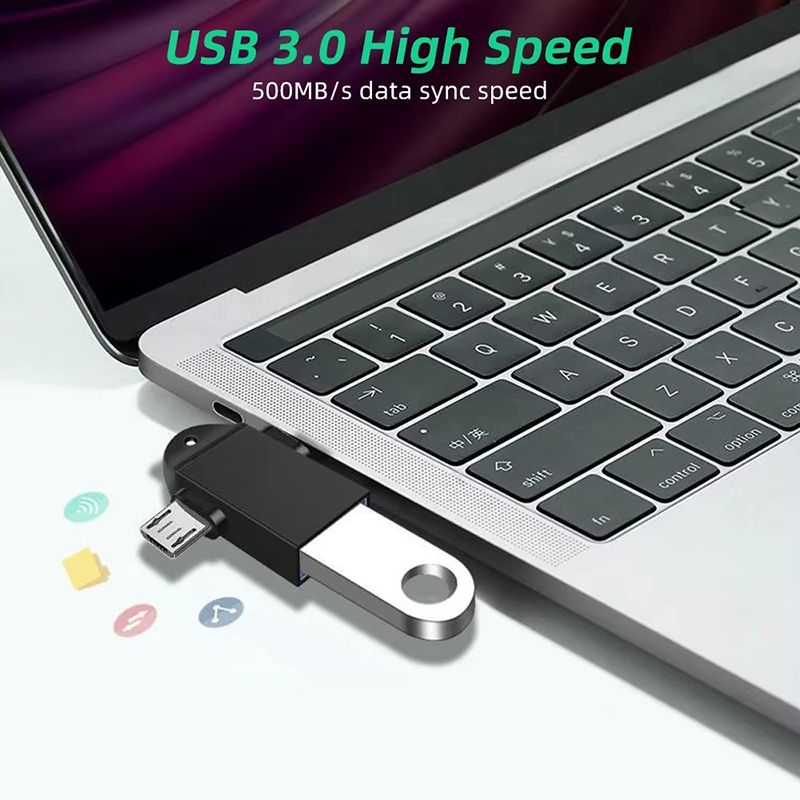 2 in 1 OTG Adapter USB 3.0 Female To Micro USB Male And Type-C Male Connector Aluminum Alloy on The Go Converter For Macbook pro Samsung Huawei Xiaomi USB Data Cable OTG