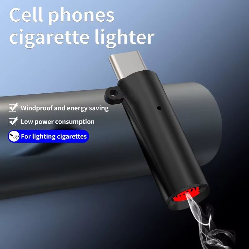 Portable Type C Mini Cigarette Lighter Wire Blowing Mobile Phone Adapter Connector USB C Pocket Flameless Travel Accessories