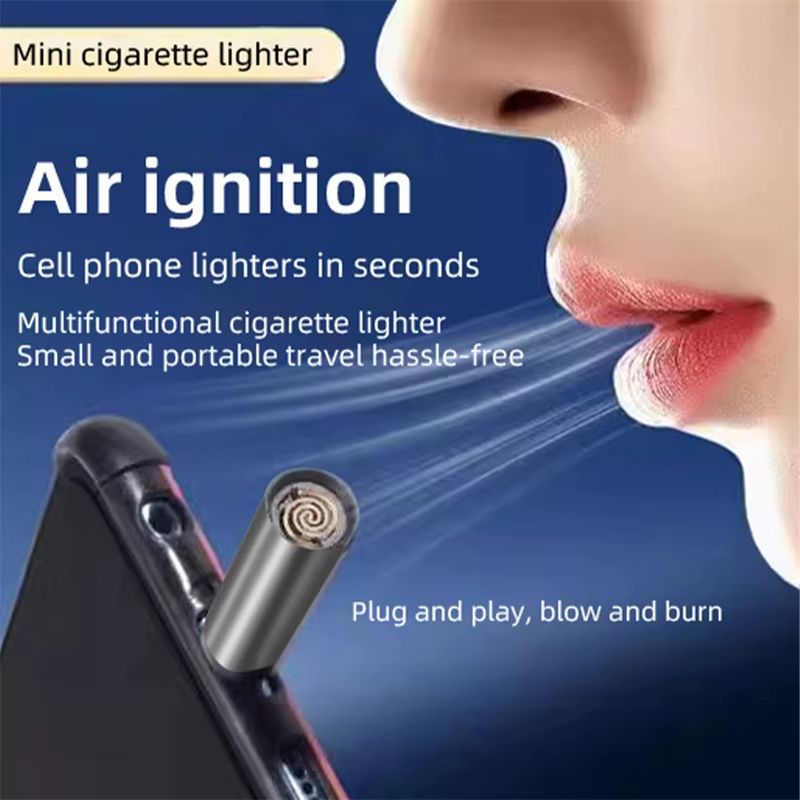 Portable Type C Mini Cigarette Lighter Wire Blowing Mobile Phone Adapter Connector USB C Pocket Flameless Travel Accessories