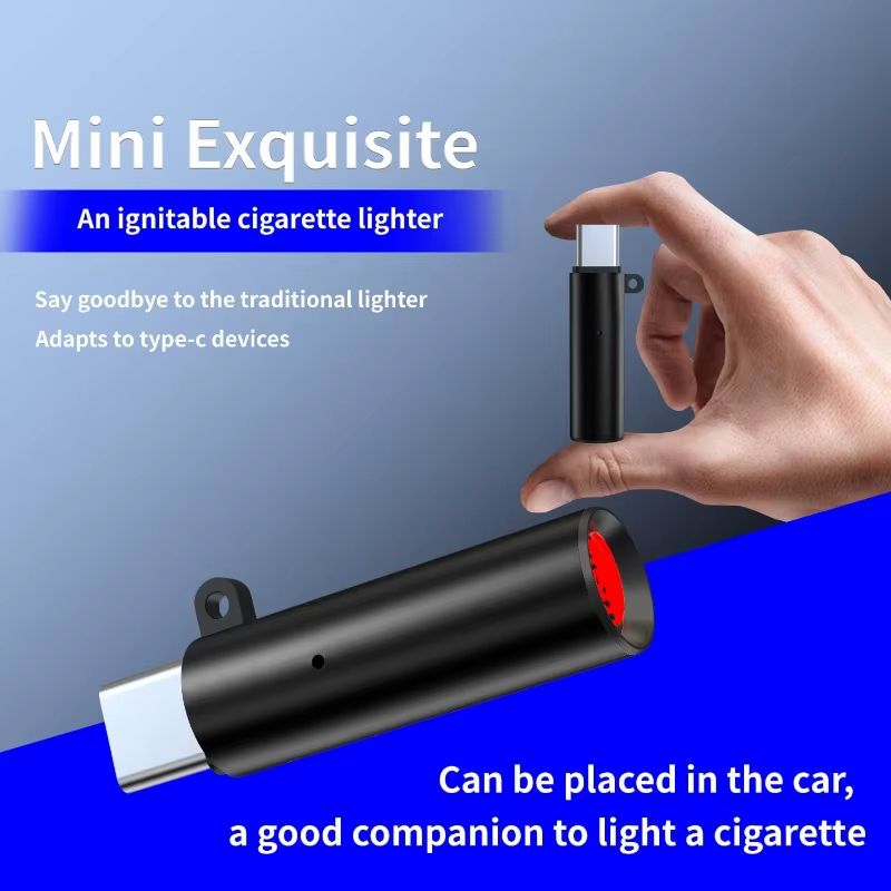 Portable Type C Mini Cigarette Lighter Wire Blowing Mobile Phone Adapter Connector USB C Pocket Flameless Travel Accessories