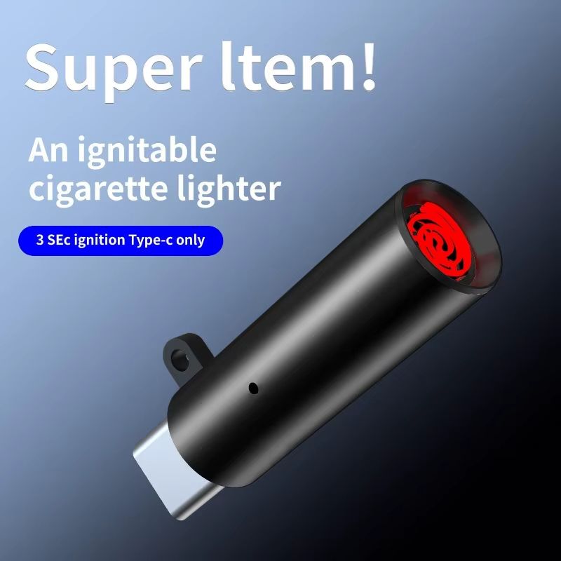 Portable Type C Mini Cigarette Lighter Wire Blowing Mobile Phone Adapter Connector USB C Pocket Flameless Travel Accessories
