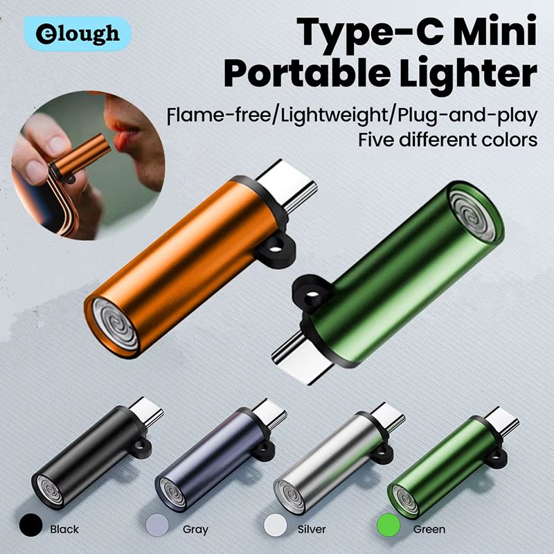Portable Type C Mini Cigarette Lighter Wire Blowing Mobile Phone Adapter Connector USB C Pocket Flameless Travel Accessories
