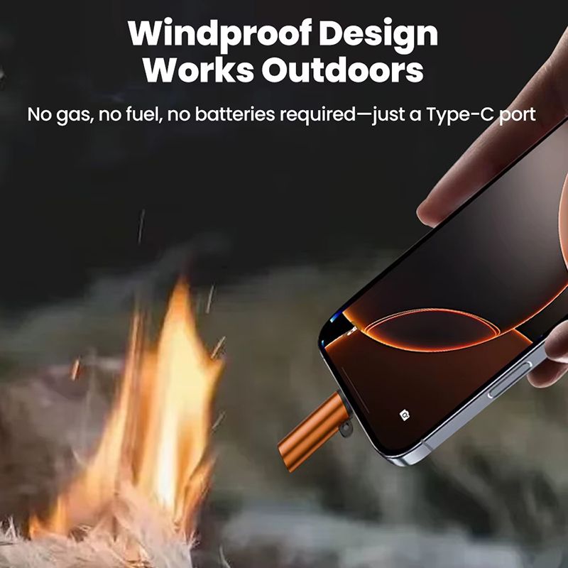 Portable Type C Mini Cigarette Lighter Wire Blowing Mobile Phone Adapter Connector USB C Pocket Flameless Travel Accessories