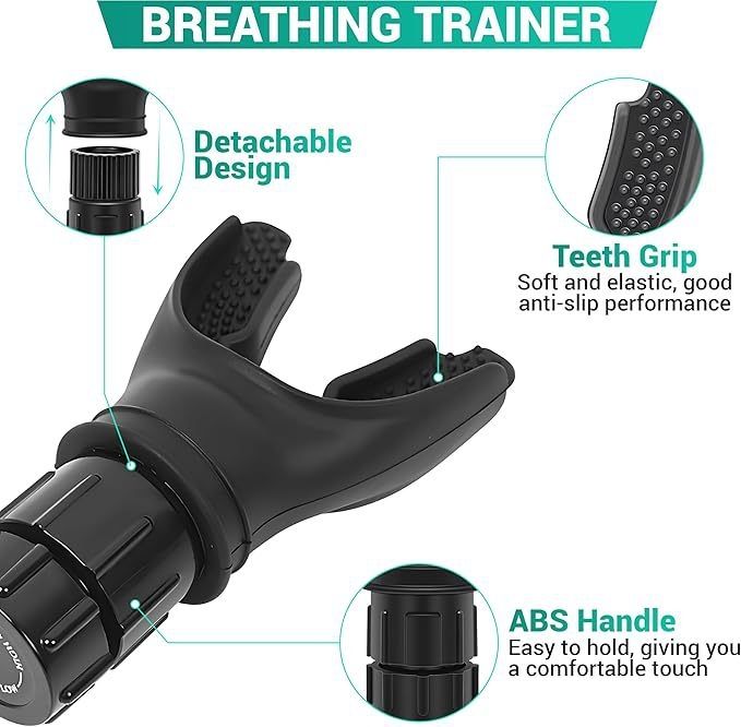 Portable Lung Breathing Exerciser Adjustable Resistance Respiratory Trainer for Fitness and Rehabilitation Lmprove Your Lung Capacity And Sleep Quality