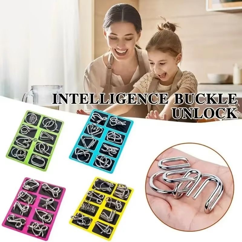 Early Education Educational Toys 8PCS Set Metal  Puzzle Brain Teaser IQ Test Disentanglemen Iron Link Unlock Interlock Game Adults Kids Educational Toys Building Toys Learning Education Games Puzzles
