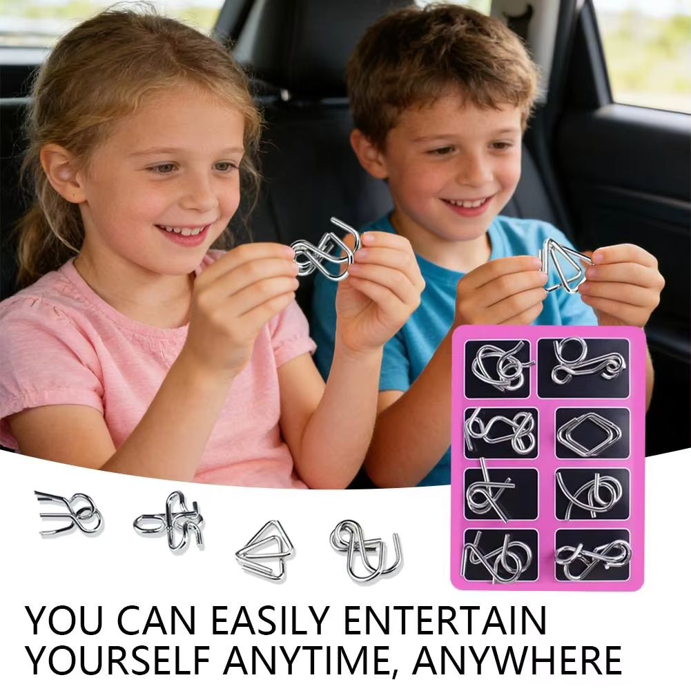 Early Education Educational Toys 8PCS Set Metal  Puzzle Brain Teaser IQ Test Disentanglemen Iron Link Unlock Interlock Game Adults Kids Educational Toys Building Toys Learning Education Games Puzzles