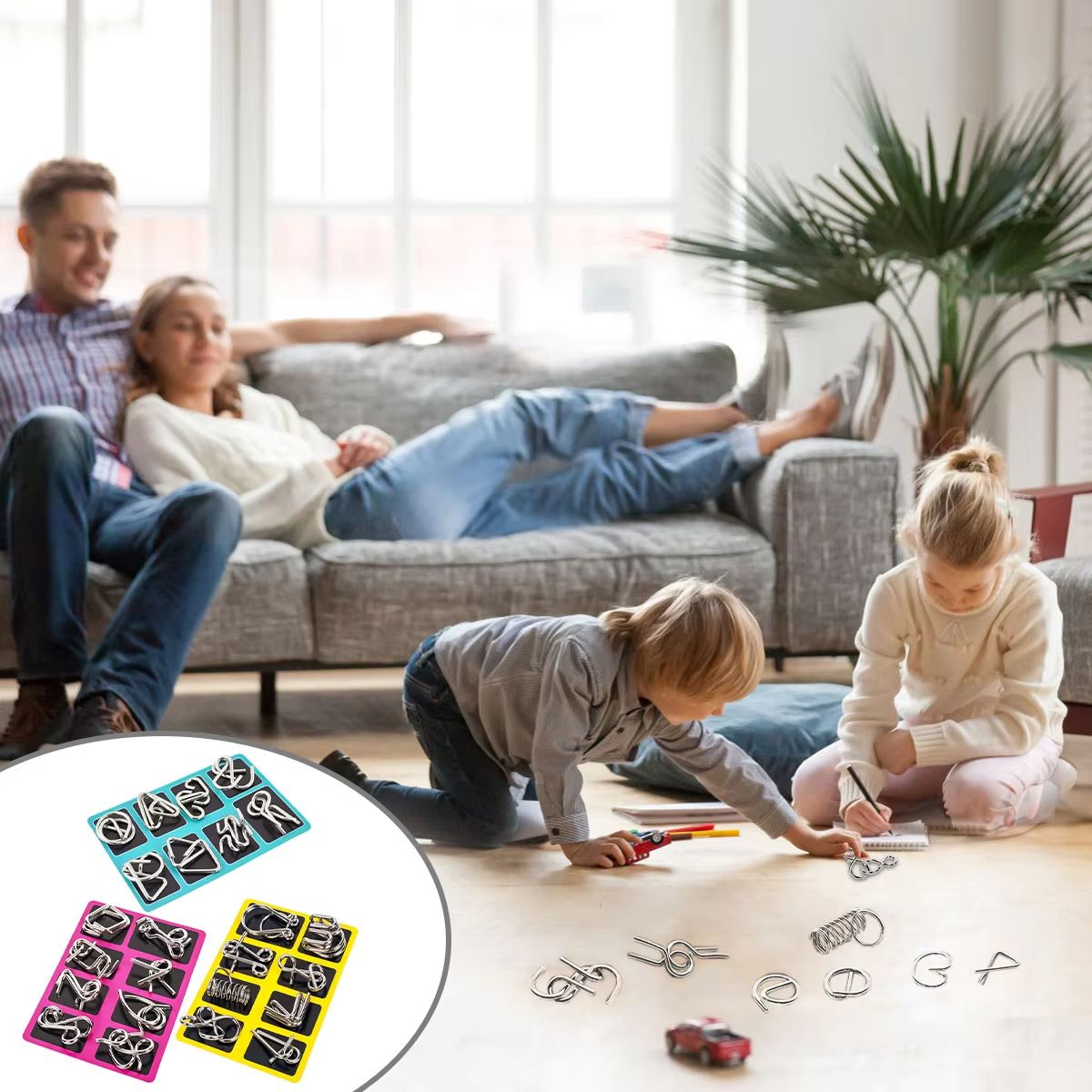 Early Education Educational Toys 8PCS Set Metal  Puzzle Brain Teaser IQ Test Disentanglemen Iron Link Unlock Interlock Game Adults Kids Educational Toys Building Toys Learning Education Games Puzzles