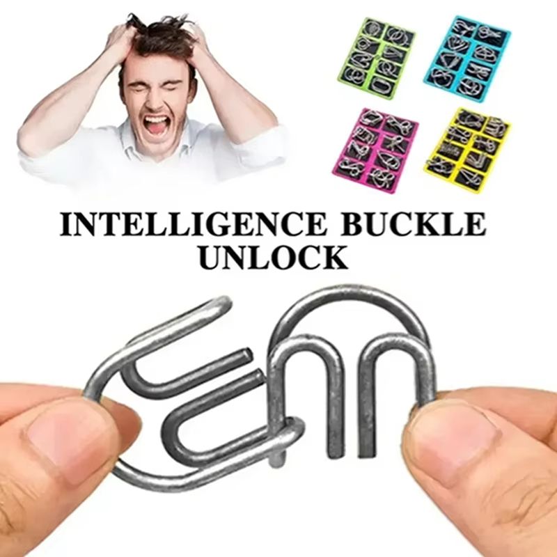 Early Education Educational Toys 8PCS Set Metal  Puzzle Brain Teaser IQ Test Disentanglemen Iron Link Unlock Interlock Game Adults Kids Educational Toys Building Toys Learning Education Games Puzzles