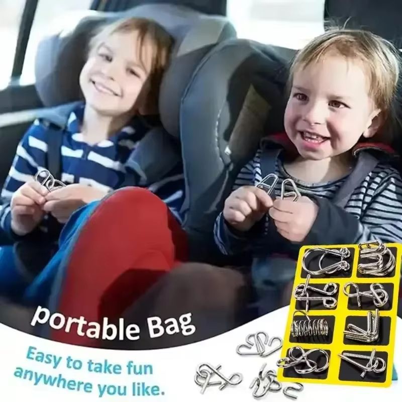 Early Education Educational Toys 8PCS Set Metal  Puzzle Brain Teaser IQ Test Disentanglemen Iron Link Unlock Interlock Game Adults Kids Educational Toys Building Toys Learning Education Games Puzzles