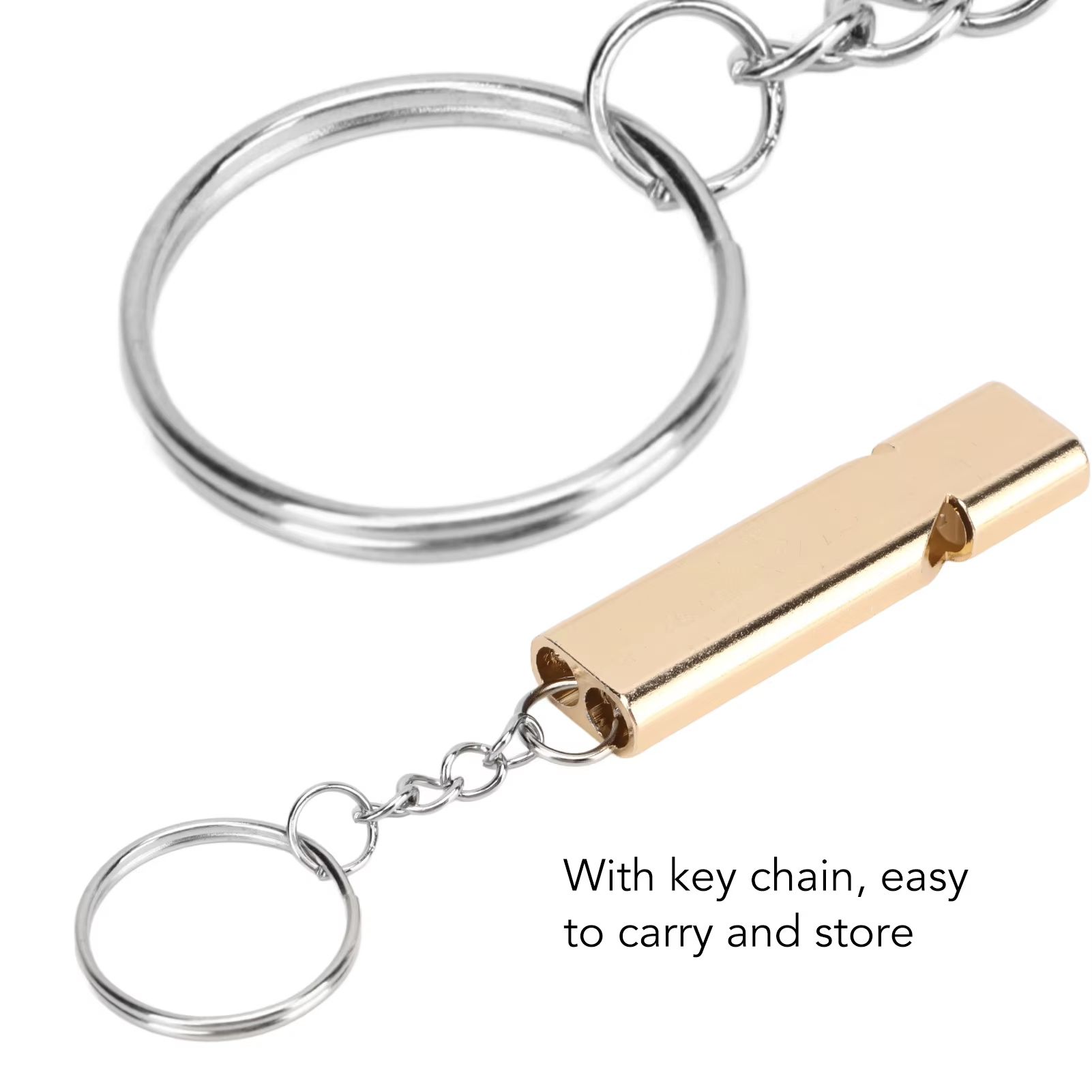 2PCS Aluminum Alloy Referee Whistle, Loud Sports Whistle with Keychain, Double-Tube High Decibel Emergency Survival Whistle for Basketball, Football, Training, Outdoor Activities and Safety