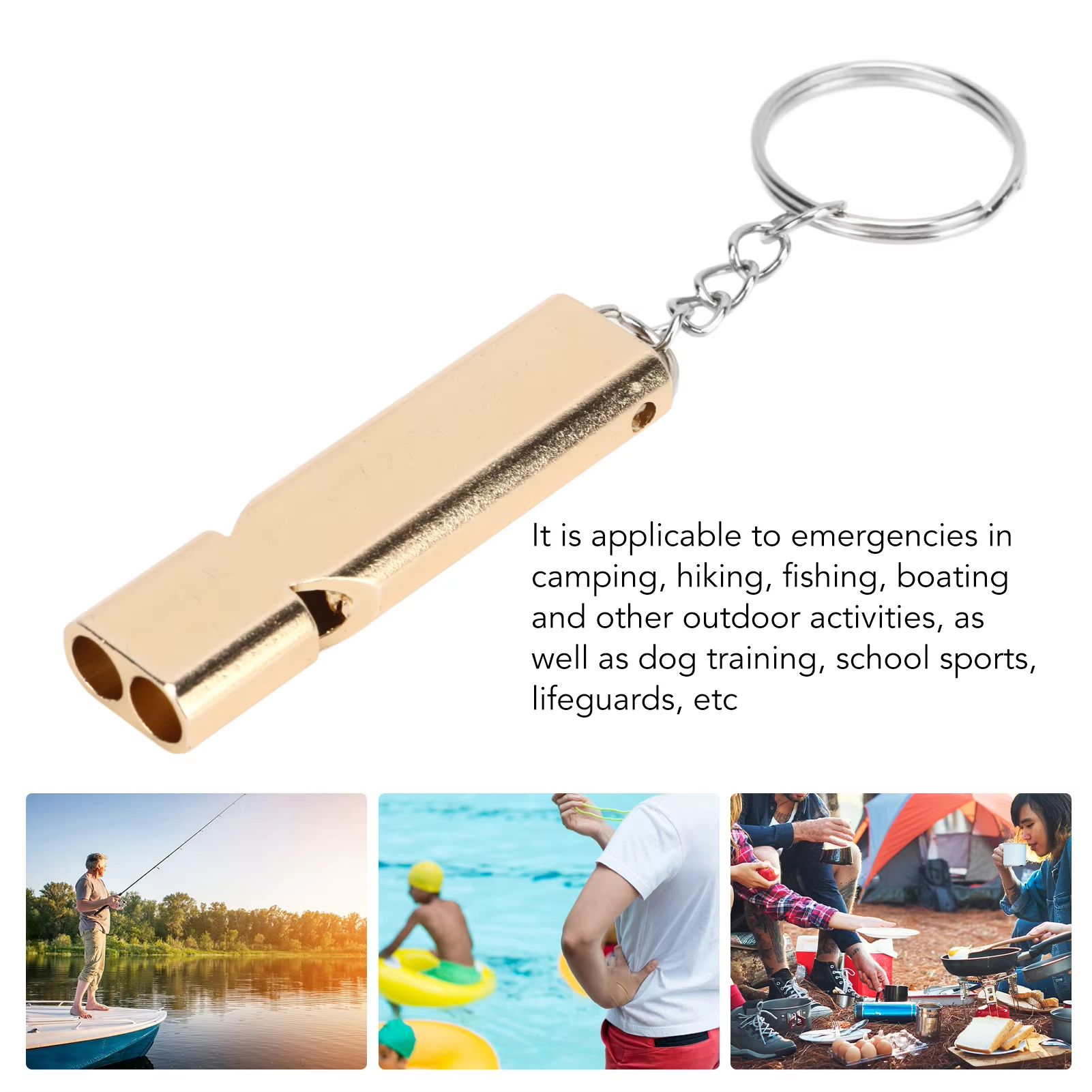 2PCS Aluminum Alloy Referee Whistle, Loud Sports Whistle with Keychain, Double-Tube High Decibel Emergency Survival Whistle for Basketball, Football, Training, Outdoor Activities and Safety