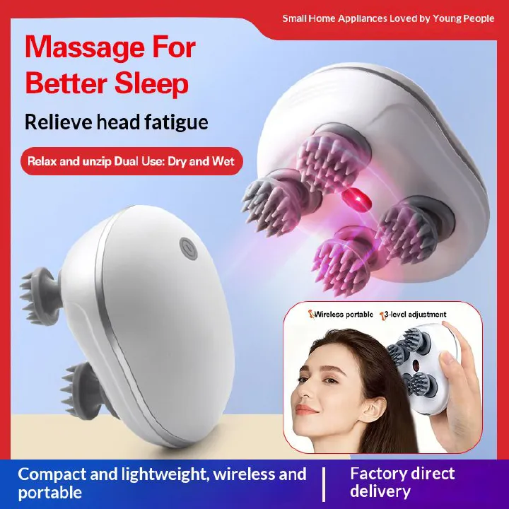 Deep Scalp Massager Head Cleaning Massager Cat Massager Health Care Relax Shoulder Neck Body Massage Kneading Vibrating Device Also Suitable for Pets Electric Massage Tool Washable and Portable