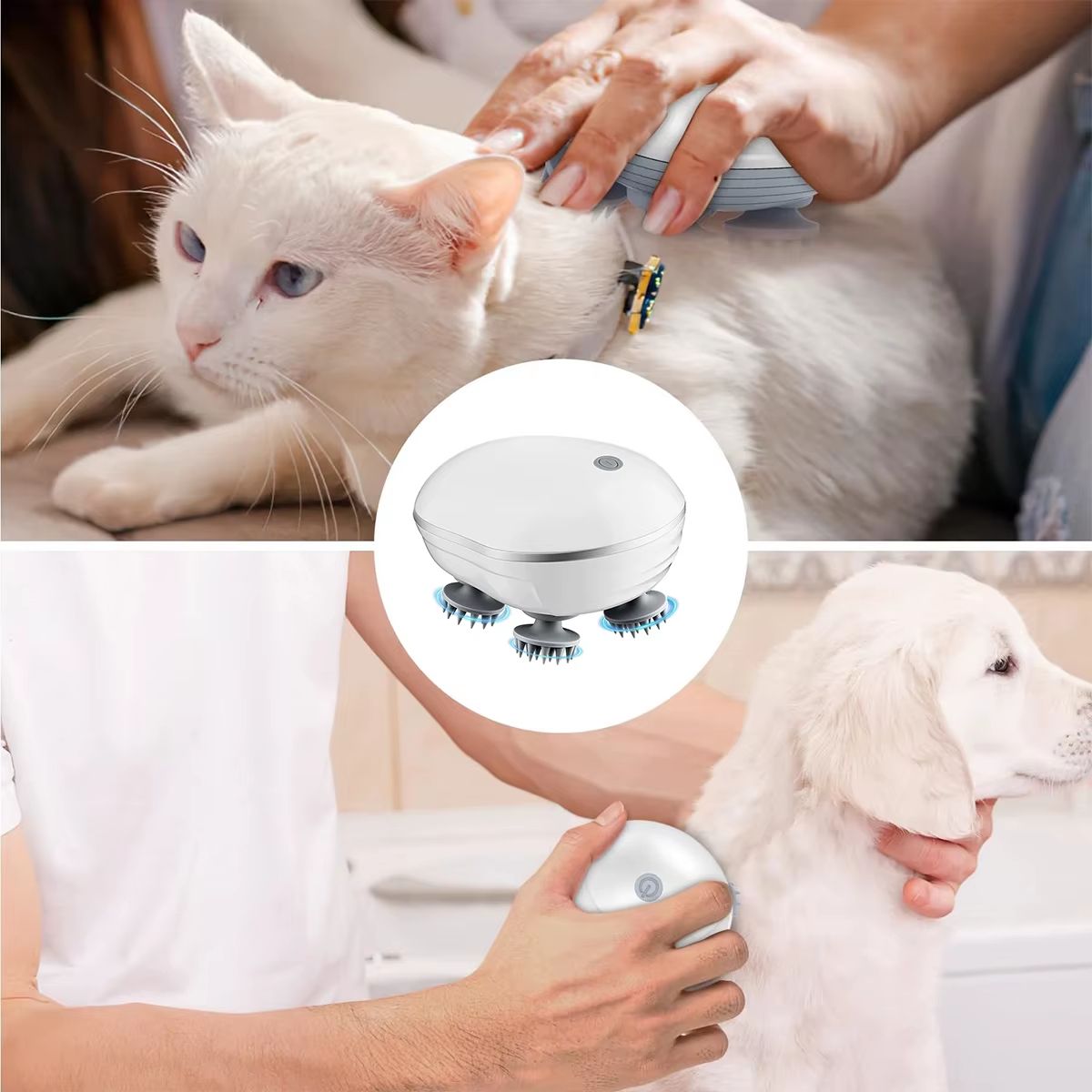 Deep Scalp Massager Head Cleaning Massager Cat Massager Health Care Relax Shoulder Neck Body Massage Kneading Vibrating Device Also Suitable for Pets Electric Massage Tool Washable and Portable