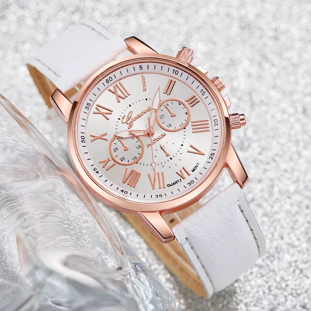 6 In 1 Women's Watch Jewelry Stylish And Casual Quartz Watch Paired With Exquisite Jewelry (Including 5 Bracelets iIn Different Styles)—Set For Daily Party Birthday Gift