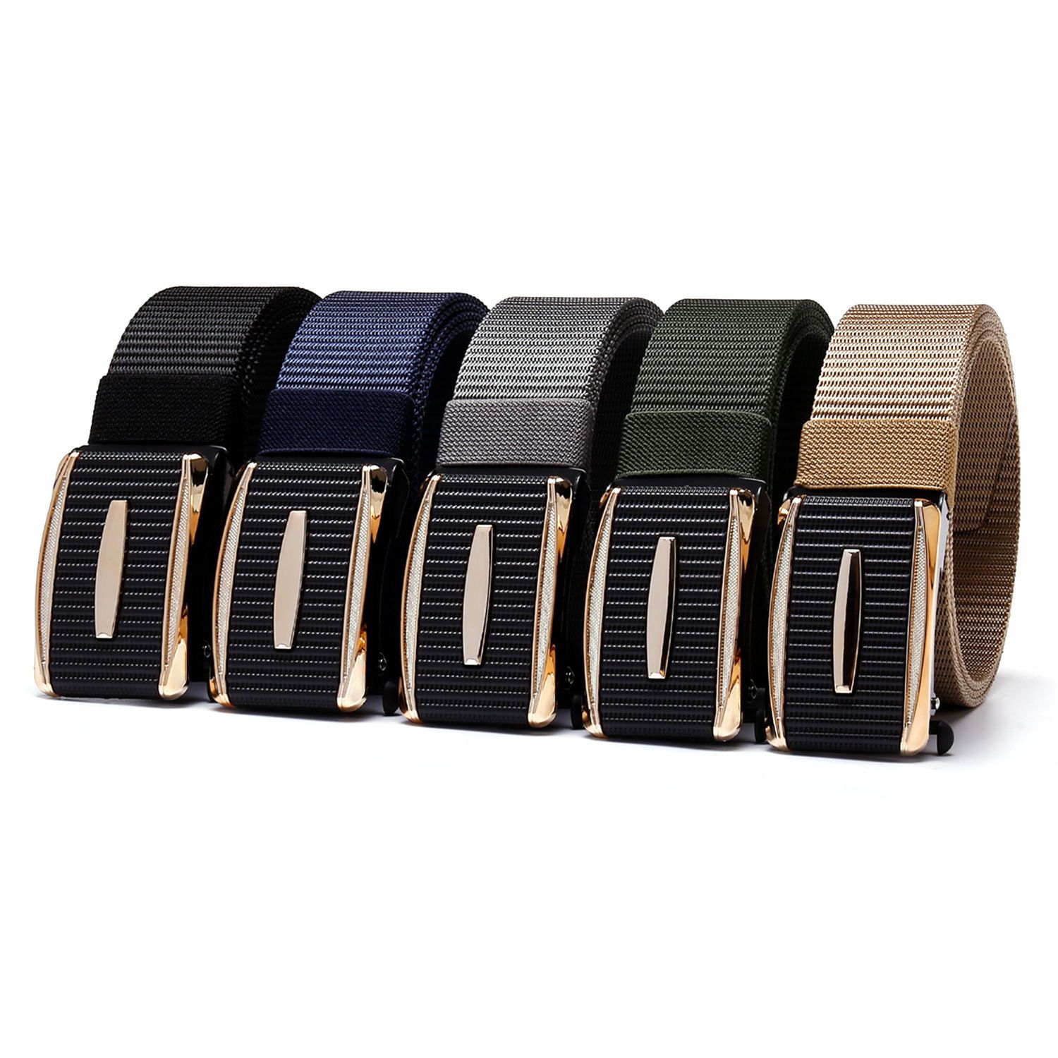 New Arrival Men Tactical Belt, Toothless Automatic Metal Buckle Nylon Webbing Belt, Outdoor Work Military Training Casual Sports Canvas Pants Belt, Premium Quality Nylon Mens Belt
