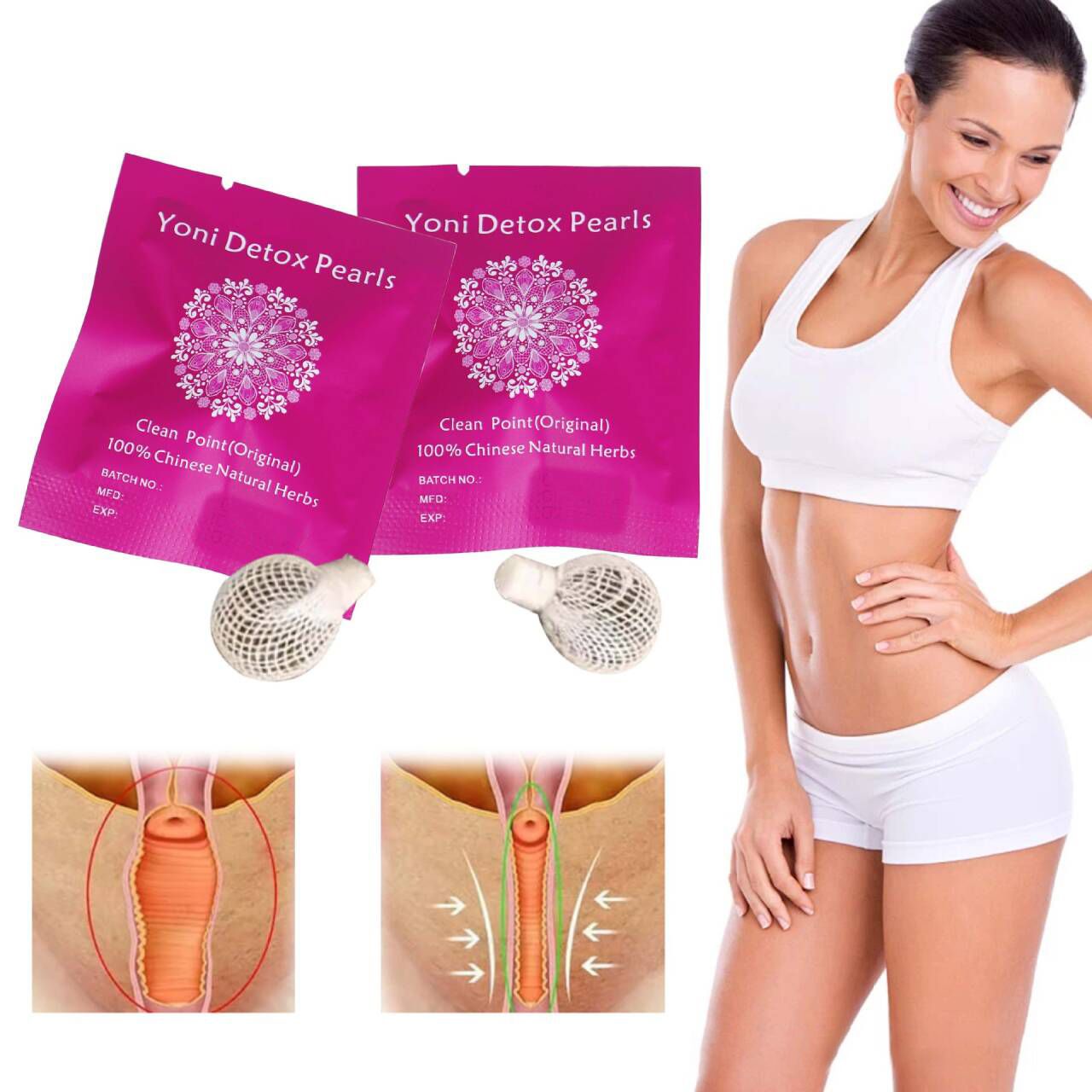 5Pcs Chinese Herbal Tampons For Female Vaginal Detoxification Detox Pearls Gynecological Palace Cleansing Pills  Female Private Care Private Threading Pills Toxins Gynaecology Swab Tampons Discharge