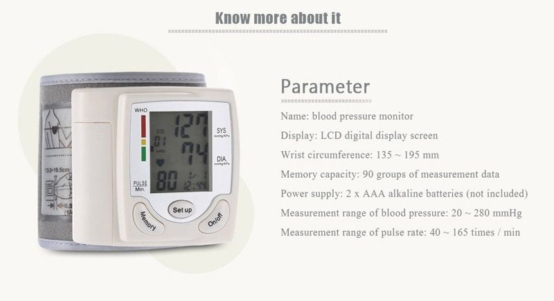 Blood Pressure Monitor Portable Upper Arm Blood Pressure Tester Fully Automatic Medical Digital High-precision Medical Equipment Heart Rate Pulse Monitor Blood Pressure Measuring Instrument