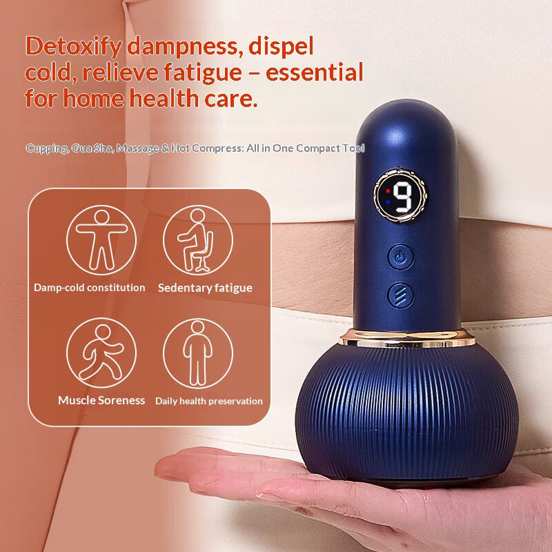 Rechargeable Gua Sha Massager Body Shaping Heating Meridian Scraping Brush Lymphatic Detoxification Negative Pressure Cupping Muscle Relaxation  For Back Neck Pain Relief Massage Tools
