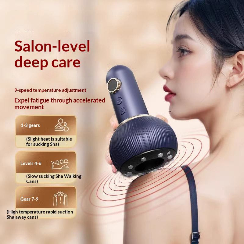 Rechargeable Gua Sha Massager Body Shaping Heating Meridian Scraping Brush Lymphatic Detoxification Negative Pressure Cupping Muscle Relaxation  For Back Neck Pain Relief Massage Tools